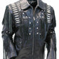 Men's Traditional Western cowboy Leather Jacket coat With Fringes Bone and Beads / Bones & Braids Fringes Leather Jacket