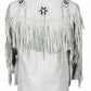 Leather jacket Men's Traditional Native White Classic Leather Western Jacket With Braided Fringes Country Side Red Indian Western