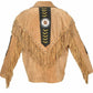 Western Jacket Men Brown & Black Suede Vintage Traditional Western Cowboy Leather Jacket Fringe Hand Made Red Indian Western Wear