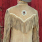 Leather jacket Men Traditional Native Beige Brown Classic Suede Leather Western Jacket Braided Fringes Country Side Red Indian Western Wear