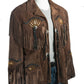 Men Brown Suede Vintage Traditional Western Cowboy Leather Jacket With Fringe Hand Made Country Side Red Indian Western Wear
