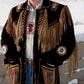 Leather jacket Men's Traditional Native Black & Brown Classic Suede Leather Jacket Braided Fringes Country Side Red Indian Western Wear