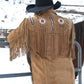 Men Brown Suede Vintage Traditional Western Cowboy Leather Jacket Braided Fringe Hand Made Country Side Red Indian Western Wear