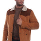 Men's Western Jean Jacket - Aztec Trim Suede Jacket - Brown Rode Country Side Cowboy Leather Jacket Country Side Style