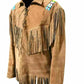 Men Brown Suede Vintage Traditional Western Cowboy Leather Jacket Lases Style Fringe Hand Made Country Side Red Indian Western Wear