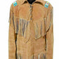 Men Brown Suede Vintage Traditional Western Cowboy Leather Jacket Lases Style Fringe Hand Made Country Side Red Indian Western Wear