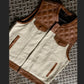 Leather Vest White & Brown Leather Vest Diamond Quilted Denim Vest Leather Men Vest Biker vest Motorcycle Vest Men Motorcycle Gifts For Men