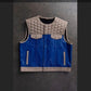 Leather Vest Blue & White Leather Vest Leather Men Vest Biker vest Motorcycle Vest Men Motorcycle Gifts For Men Braided Vest