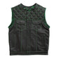 Leather Vest ,Mens Hunt Club Green Diamond Quilted Black Paisley Leather Build Denim Style Rider Motorcycle Leather Vest, Mens Vest