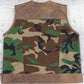 Leather Vest Hand Made Distress Brown Green Camo Waistcoat and Leather Son of Anarchy Club Biker Moto Vest Gifts For Men , Gifts For Him