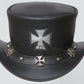 Steampunk Chopper Cross Leather Black Motorcycle Top Hat Biker