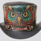 Steampunk Owl Crazy Skull Ring Band Leather Top Hat Wisdom