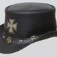 Steampunk Chopper Cross Leather Black Motorcycle Top Hat Biker