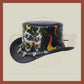 Burning Skull In Hell Leather Skull Chain Band Motorcycle Rider Hat