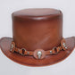 Mens Leather Cowhide Biker Steampunk Deadman Top Hat, El Dorado Motorcycle Hat HANDAMDE TOP HAT