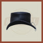 Handmade Steampunk Simple Plain Band Leather Black Motorcycle Rider Biker Top hat, Black Leather Top Hat