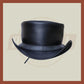 Handmade Steampunk Simple Plain Band Leather Black Motorcycle Rider Biker Top hat, Black Leather Top Hat