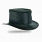 EI Dorado Top Hat Black Leather Top Hat With Simple Band Steampunk Leather Hat Motorcyclists Hat Biker Hat Magician Hat Gift For Her
