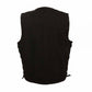 LEATHER MEN'S BLACK SIDE LACE DENIM VEST WITH CHEST POCKETS