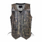 MEN'S 'WRECK' DISTRESSED BROWN MULTI-POCKET LEATHER VEST