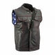 LEATHER VEST WITH RED STITCHING AND INSIDE FLAG LINING