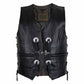 CONCHOS CHOPPER LEATHER VEST IN BLACK
