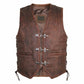BROWN MEN'S COWHIDE BIKER LEATHER VEST