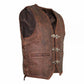 BROWN MEN'S COWHIDE BIKER LEATHER VEST