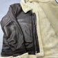 Men's Genuine Brown B-3 Aviator Bomber Jacket with Cream Shearling