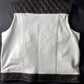 WW Dark Brown and White Leather Motorcycle Vest