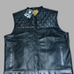 Branded Perforated black Motorcycle Leather Vest