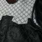 Custom White & Black Gucci-Inspired All-Leather Motorcycle Vest | Premium Biker Vest