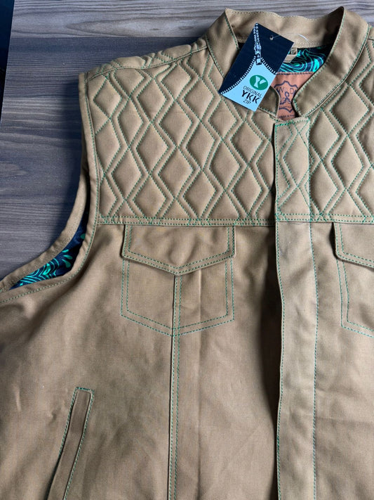 Leather Vest Tan Brown Men Biker  Vest. Customizable to Low Vest