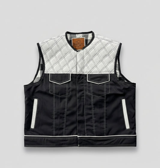 WW White Gator Leather and Denim Motorcycle Vest