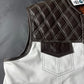 WW Dark Brown and White Leather Motorcycle Vest