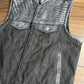 Leather Vest, Crocodile Plated Leather Grey Wax Motorcycle Men's Vest Denim Vest Black Vest