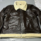 Men's Genuine Brown B-3 Aviator Bomber Jacket with Cream Shearling