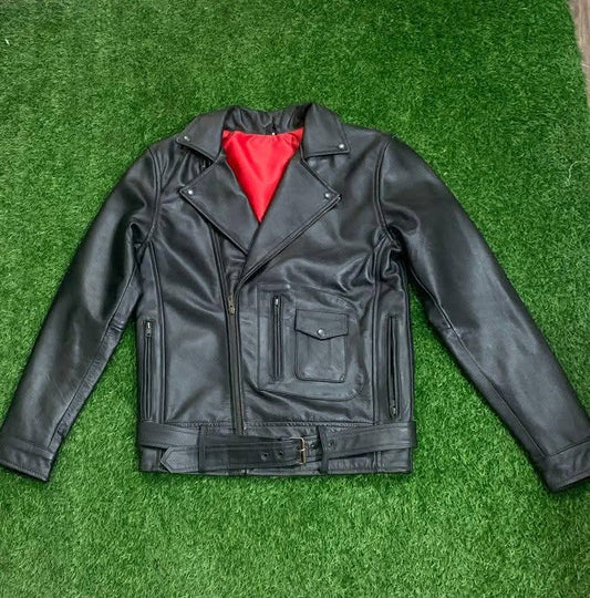 The Classic Black Biker Jacket - Asymmetrical Zip Rider