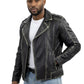 Men's Vintage Distressed Black Leather Biker Jacket