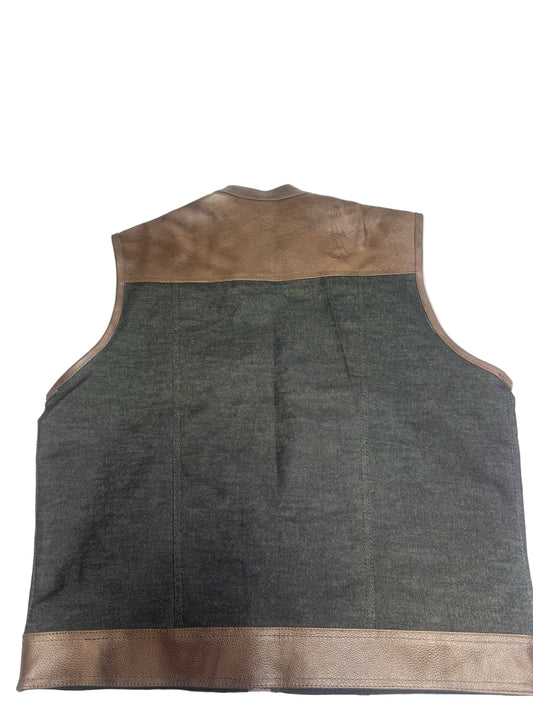 Leather Vest Brown Leather Vest Denim Black Vest Hunt Man Biker Vest Motorcycle Vest Rider Classic Vest Brown Waistcoat Motorcycle