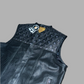 Branded Perforated black Motorcycle Leather Vest