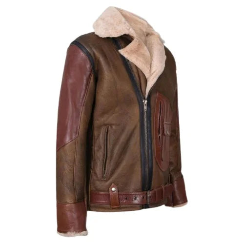 Men’s B-3 RAF Vintage Brown Shearling Bomber Leather Jacket