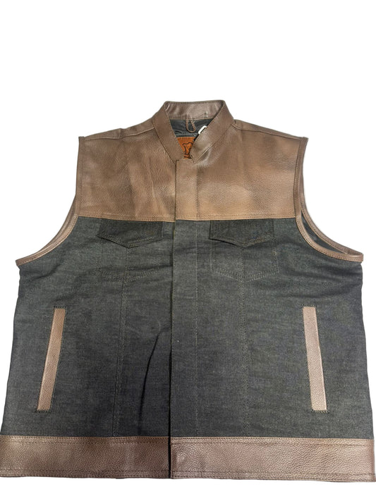 Leather Vest Brown Leather Vest Denim Black Vest Hunt Man Biker Vest Motorcycle Vest Rider Classic Vest Brown Waistcoat Motorcycle