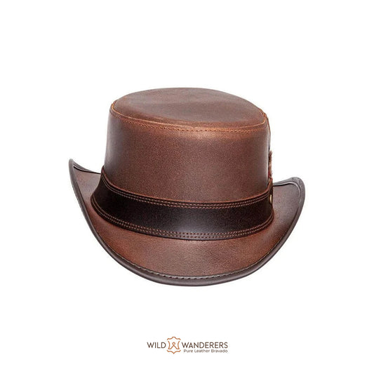 Stroker Steampunk Leather Top Hat