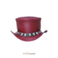 Handmade Maroon Leather Crimson Skull Biker Top Hat