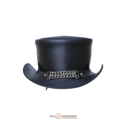 Premium Black Leather Voodoo El Dorado Top Hat