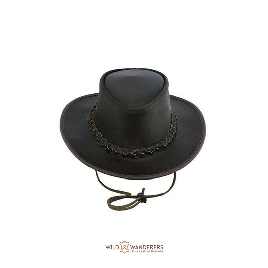 Wide Brim Leather Hat