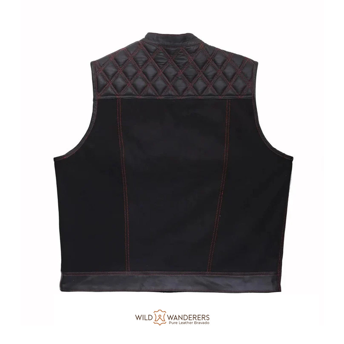 Rugged Black Denim & Leather Paisley Diamond Vest – Wild Wanderers