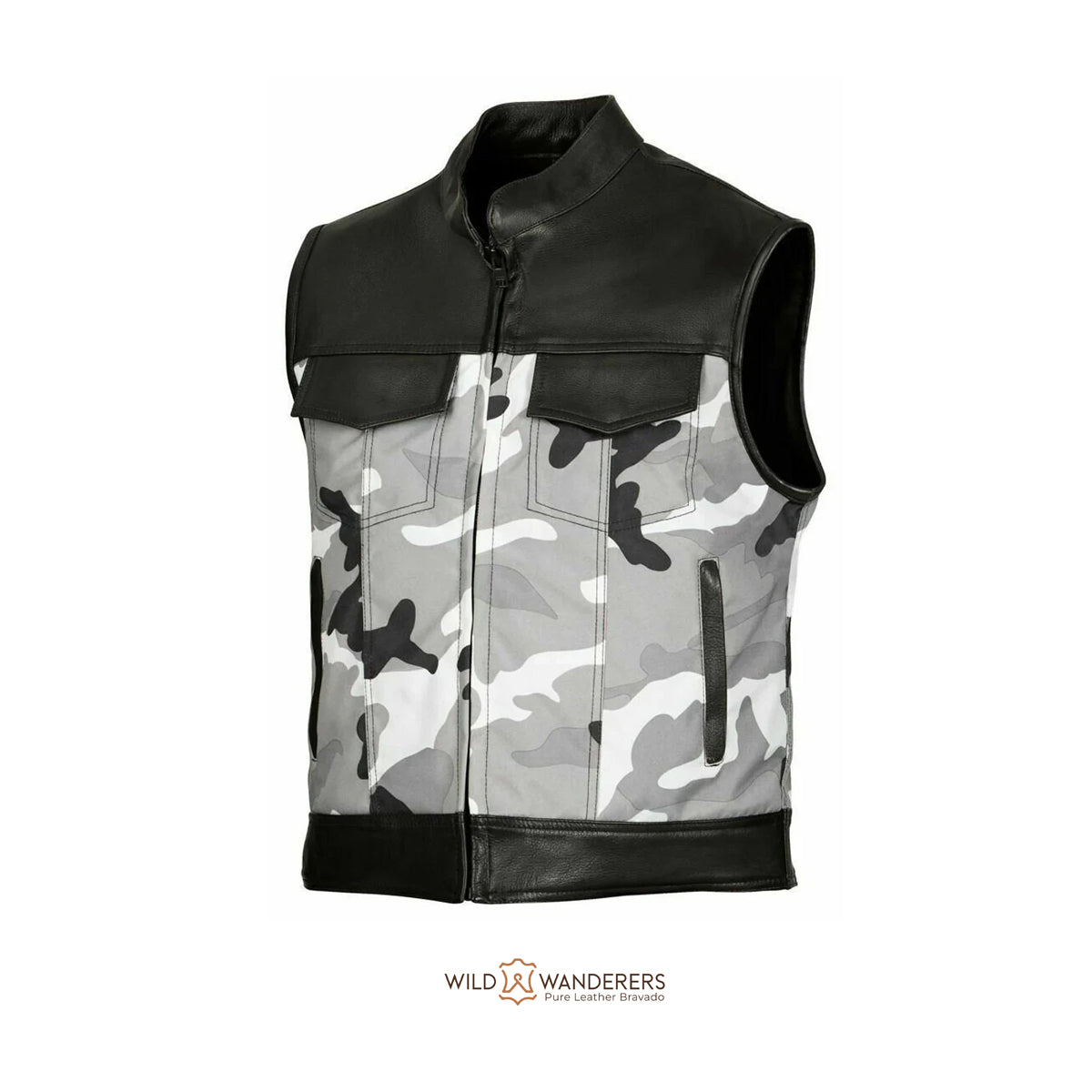 Mick Citycamo Men's Motorcycle Leather Vest