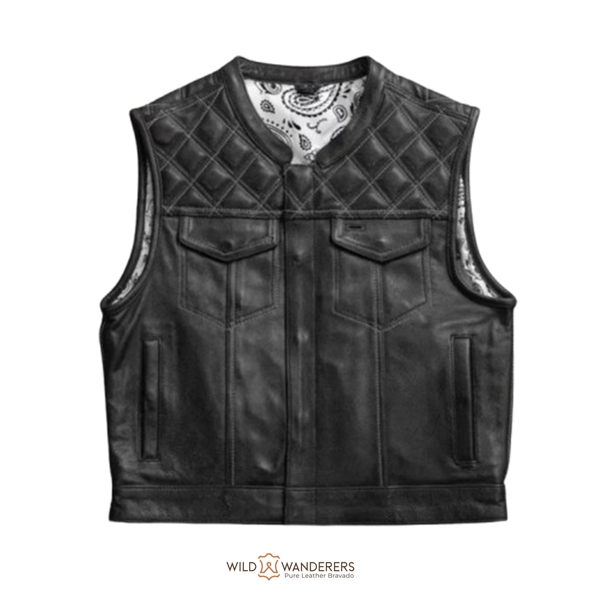 The Black Upside Men's Club Style Leather Vest